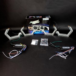 Ангельські очі BMW (M3,M4,F30,F31,F34,G20,G21,E90,E92,E60) CRYSTAL ICONIC2 (Білий+Золотий ДХВ)
