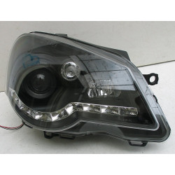 Передняя оптика VW Polo Mk4 9N черная LED линзованная