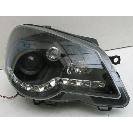 Передняя оптика VW Polo Mk4 9N черная LED линзованная
