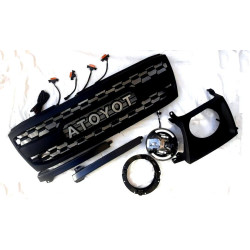 Передня Full LED-оптика та решітка радіатора для Toyota Land Cruiser LC100 (2003+) стиль 3D